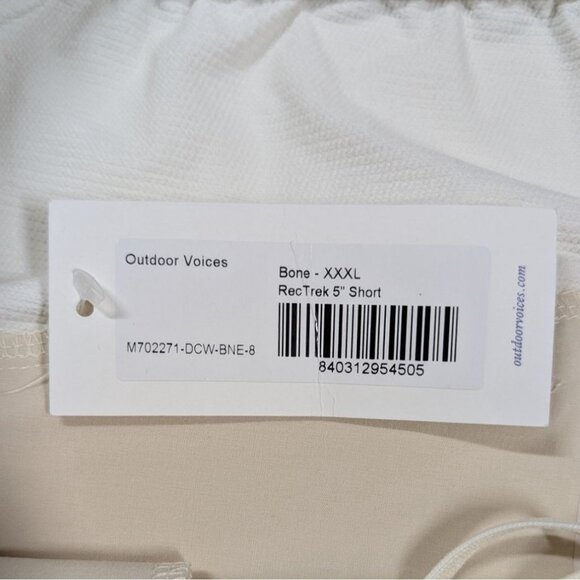 Outdoor Voices RecTrek 5" Shorts Mens XXXL Bone NWT Drawstring Stretch Durable - Picture 4 of 8